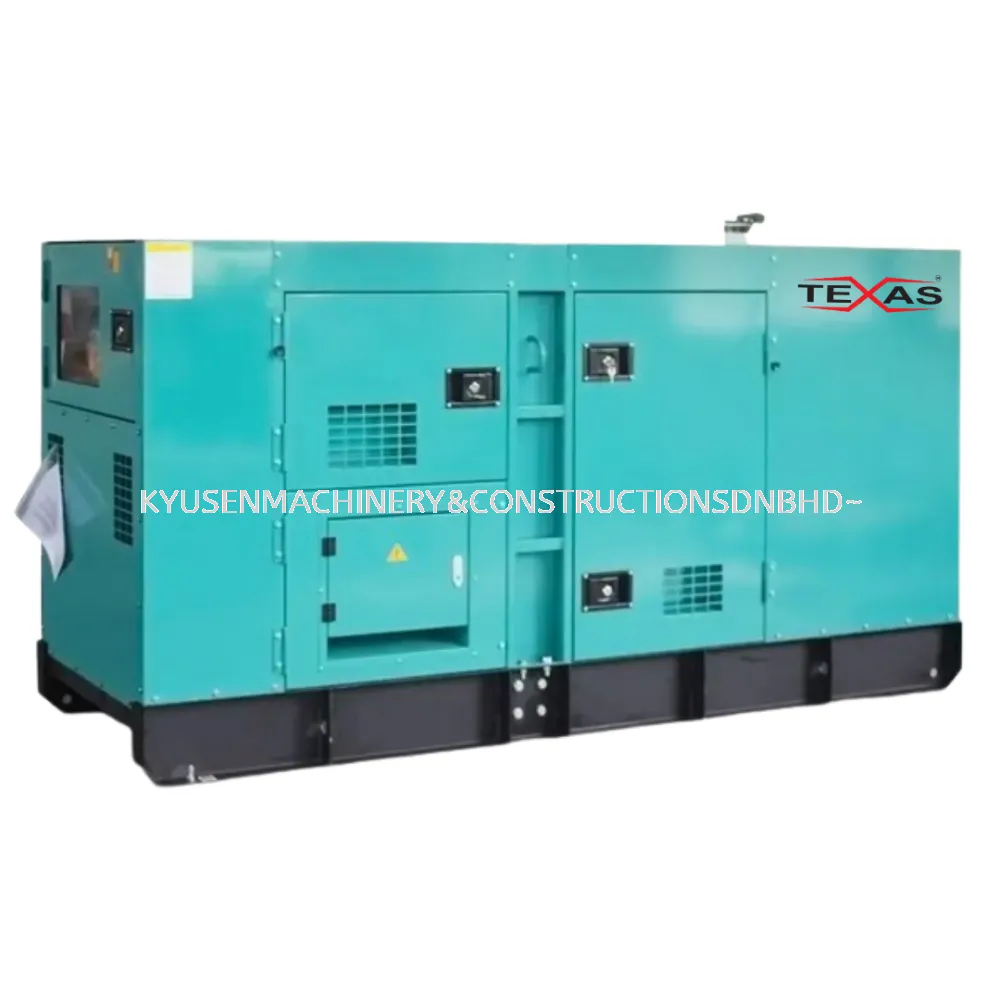 Texas genset photograph from Kyusen's Texas 100KVA Generator Set Cummins Engine catalogue.